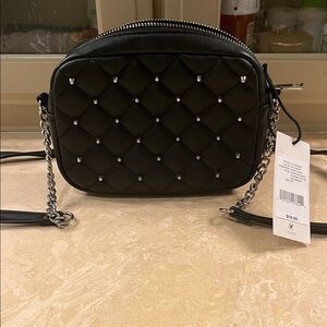 Rebecca Minkoff Black Diamond Quilt Studded Zip Top Crossbody